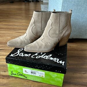 Sam Edelman Western Ankle Booties - taupe colored, W: 8.5